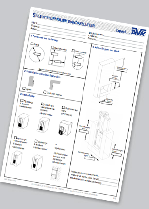 Wandafsluiter selectieformulier